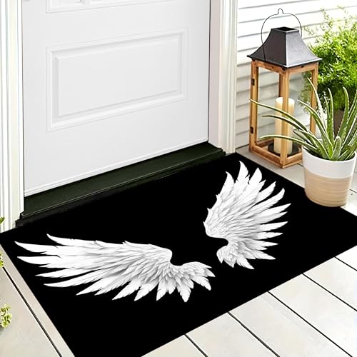 ALTCIRNMD Badteppich rutschfeste,3D-Muster Fußmatte Weiß Symmetrische Flügel,Badezimmer Deko,Minimalistische Kunst Badematte Rutschfester Badezimmerteppich Absorbierender Dekorative,50X80Cm ALTCIRNMD Badteppich rutschfeste,3D-Muster Fußmatte Weiß Symmetrische Flügel,Badezimmer Deko,Minimalistische Kunst Badematte Rutschfester Badezimmerteppich Absorbierender Dekorative,50X80Cm von ALTCIRNMD