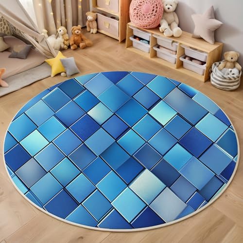 ALTCIRNMD Blau Farbtonblock Teppich Rund,3D Volumengeometrie Rutschfester Bodenmatte Wohnzimmer,Schlafzimmer,Area Kinderzimmer Und Spielzimmer Dekorative Korridor Für Räume,160Cm ALTCIRNMD Blau Farbtonblock Teppich Rund,3D Volumengeometrie Rutschfester Bodenmatte Wohnzimmer,Schlafzimmer,Area Kinderzimmer Und Spielzimmer Dekorative Korridor Für Räume,160Cm von ALTCIRNMD