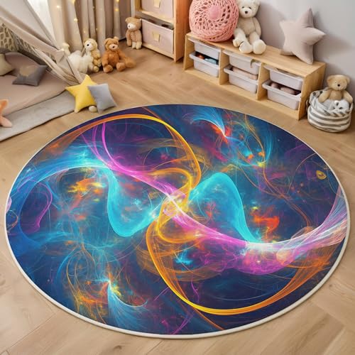 ALTCIRNMD Blau Gelb Wirbelnde Linien 3D Teppich Rundteppich Für Wohnzimmer 200Cm Farbabstraktion,Schlafzimmer rutschfeste Bodenmatte Krabbelmatte Tischset Flur Badematte Esszimmer Eingangsbereich ALTCIRNMD Blau Gelb Wirbelnde Linien 3D Teppich Rundteppich Für Wohnzimmer 200Cm Farbabstraktion,Schlafzimmer rutschfeste Bodenmatte Krabbelmatte Tischset Flur Badematte Esszimmer Eingangsbereich von ALTCIRNMD