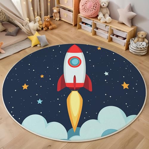ALTCIRNMD Blau Himmelsrakete 3D Teppich Rundteppich Für Wohnzimmer 100Cm Cartoon-Kunst,Schlafzimmer rutschfeste Bodenmatte Krabbelmatte Tischset Flur Badematte Esszimmer Eingangsbereich ALTCIRNMD Blau Himmelsrakete 3D Teppich Rundteppich Für Wohnzimmer 100Cm Cartoon-Kunst,Schlafzimmer rutschfeste Bodenmatte Krabbelmatte Tischset Flur Badematte Esszimmer Eingangsbereich von ALTCIRNMD
