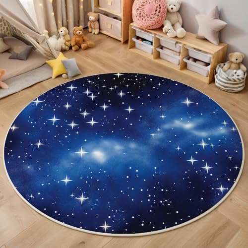 ALTCIRNMD Blau Schöner Sternenhimmel 3D Teppich Rundteppich Für Wohnzimmer 200Cm Fantasielandschaft,Schlafzimmer rutschfeste Bodenmatte Krabbelmatte Tischset Flur Badematte Esszimmer Eingangsbereich ALTCIRNMD Blau Schöner Sternenhimmel 3D Teppich Rundteppich Für Wohnzimmer 200Cm Fantasielandschaft,Schlafzimmer rutschfeste Bodenmatte Krabbelmatte Tischset Flur Badematte Esszimmer Eingangsbereich von ALTCIRNMD