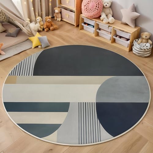 ALTCIRNMD Blaugrau Ovale Streifen 3D Teppich Rundteppich Für Wohnzimmer 160Cm Minimalismus,Schlafzimmer rutschfeste Bodenmatte Krabbelmatte Tischset Flur Badematte Esszimmer Eingangsbereich ALTCIRNMD Blaugrau Ovale Streifen 3D Teppich Rundteppich Für Wohnzimmer 160Cm Minimalismus,Schlafzimmer rutschfeste Bodenmatte Krabbelmatte Tischset Flur Badematte Esszimmer Eingangsbereich von ALTCIRNMD