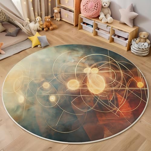 ALTCIRNMD Bräunlich Gelb Kreislinien Teppich Rund,3D Fantasiegeometrie Rutschfester Bodenmatte Wohnzimmer,Schlafzimmer,Area Kinderzimmer Und Spielzimmer Dekorative Korridor Für Räume,100Cm ALTCIRNMD Bräunlich Gelb Kreislinien Teppich Rund,3D Fantasiegeometrie Rutschfester Bodenmatte Wohnzimmer,Schlafzimmer,Area Kinderzimmer Und Spielzimmer Dekorative Korridor Für Räume,100Cm von ALTCIRNMD