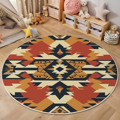 ALTCIRNMD Braunrot Liniengeometrie Teppich Rund,3D Ethnische Illustrationen Rutschfester Bodenmatte Wohnzimmer,Schlafzimmer,Area Kinderzimmer Und Spielzimmer Dekorative Korridor Für Räume,100Cm ALTCIRNMD Braunrot Liniengeometrie Teppich Rund,3D Ethnische Illustrationen Rutschfester Bodenmatte Wohnzimmer,Schlafzimmer,Area Kinderzimmer Und Spielzimmer Dekorative Korridor Für Räume,100Cm von ALTCIRNMD