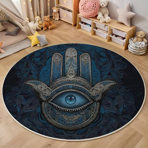ALTCIRNMD Dunkelblau Symmetrische Handflächen Teppich Rund,3D Fantasy-Kunst Rutschfester Bodenmatte Wohnzimmer,Schlafzimmer,Area Kinderzimmer Und Spielzimmer Dekorative Korridor Für Räume,100Cm ALTCIRNMD Dunkelblau Symmetrische Handflächen Teppich Rund,3D Fantasy-Kunst Rutschfester Bodenmatte Wohnzimmer,Schlafzimmer,Area Kinderzimmer Und Spielzimmer Dekorative Korridor Für Räume,100Cm von ALTCIRNMD