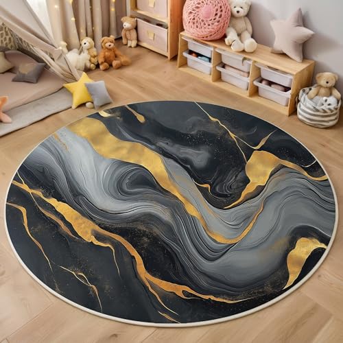 ALTCIRNMD Dunkelgrau Wirbeltextur Teppich Rund,3D Moderne Abstraktion Rutschfester Bodenmatte Wohnzimmer,Schlafzimmer,Area Kinderzimmer Und Spielzimmer Dekorative Korridor Für Räume,100Cm von ALTCIRNMD