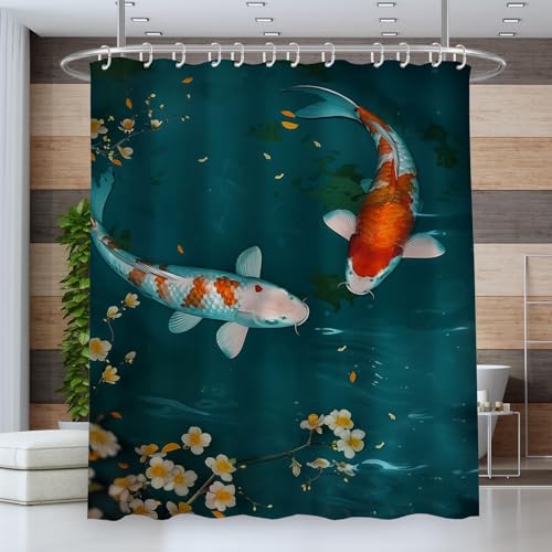 ALTCIRNMD Duschvorhang,Koi-Teich Duschvorhang 180Wx180L,Badvorhang Mit Vintage-Tiere Motiv Für Badezimmer,Wasserdicht Und Schnell Trocknend,Badewannenvorhang Mit Duschvorhangringe ALTCIRNMD Duschvorhang,Koi-Teich Duschvorhang 180Wx180L,Badvorhang Mit Vintage-Tiere Motiv Für Badezimmer,Wasserdicht Und Schnell Trocknend,Badewannenvorhang Mit Duschvorhangringe von ALTCIRNMD