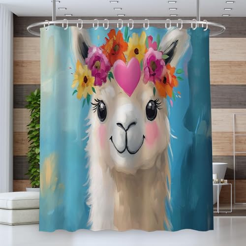 ALTCIRNMD Duschvorhang Schönes Alpaka, 180Wx200L, Lustig, Tier Ölgemälde, Badvorhänge, Langlebig, Wasserdicht, Kinder Jungen Mädchen Badewanne Vorhang, Heimdekoration, Mit Haken ALTCIRNMD Duschvorhang Schönes Alpaka, 180Wx200L, Lustig, Tier Ölgemälde, Badvorhänge, Langlebig, Wasserdicht, Kinder Jungen Mädchen Badewanne Vorhang, Heimdekoration, Mit Haken von ALTCIRNMD