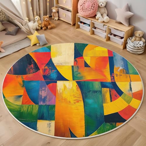 ALTCIRNMD Farbe Farbblockgeometrie Teppich Rund,3D Abstraktes Ölgemälde Rutschfester Bodenmatte Wohnzimmer,Schlafzimmer,Area Kinderzimmer Und Spielzimmer Dekorative Korridor Für Räume,100Cm ALTCIRNMD Farbe Farbblockgeometrie Teppich Rund,3D Abstraktes Ölgemälde Rutschfester Bodenmatte Wohnzimmer,Schlafzimmer,Area Kinderzimmer Und Spielzimmer Dekorative Korridor Für Räume,100Cm von ALTCIRNMD