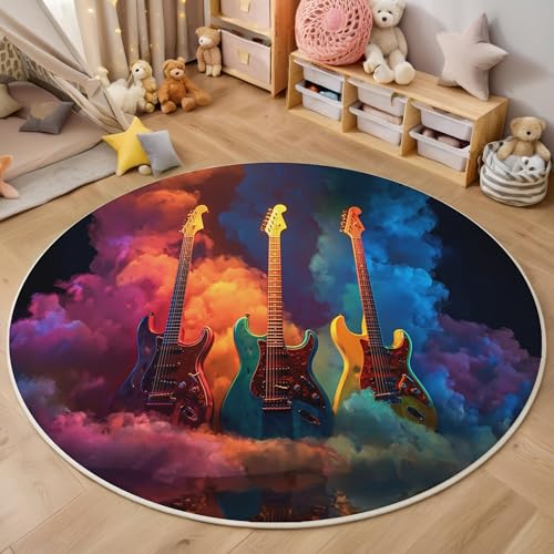 ALTCIRNMD Farbe Rauchgitarre 3D Teppich Rundteppich Für Wohnzimmer 200Cm Musikkunst,Schlafzimmer rutschfeste Bodenmatte Krabbelmatte Tischset Flur Badematte Esszimmer Eingangsbereich ALTCIRNMD Farbe Rauchgitarre 3D Teppich Rundteppich Für Wohnzimmer 200Cm Musikkunst,Schlafzimmer rutschfeste Bodenmatte Krabbelmatte Tischset Flur Badematte Esszimmer Eingangsbereich von ALTCIRNMD