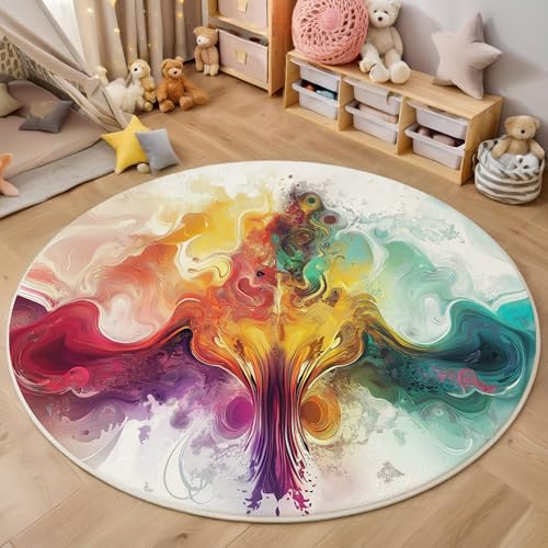 ALTCIRNMD Farbe Wirbelstreifen 3D Teppich Rundteppich Für Wohnzimmer 200Cm Abstrakte Farben,Schlafzimmer rutschfeste Bodenmatte Krabbelmatte Tischset Flur Badematte Esszimmer Eingangsbereich ALTCIRNMD Farbe Wirbelstreifen 3D Teppich Rundteppich Für Wohnzimmer 200Cm Abstrakte Farben,Schlafzimmer rutschfeste Bodenmatte Krabbelmatte Tischset Flur Badematte Esszimmer Eingangsbereich von ALTCIRNMD