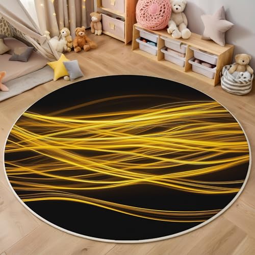 ALTCIRNMD Gelb Blinkende Linien 3D Teppich Rundteppich Für Wohnzimmer 160Cm Dynamische Abstraktion,Schlafzimmer rutschfeste Bodenmatte Krabbelmatte Tischset Flur Badematte Esszimmer Eingangsbereich ALTCIRNMD Gelb Blinkende Linien 3D Teppich Rundteppich Für Wohnzimmer 160Cm Dynamische Abstraktion,Schlafzimmer rutschfeste Bodenmatte Krabbelmatte Tischset Flur Badematte Esszimmer Eingangsbereich von ALTCIRNMD