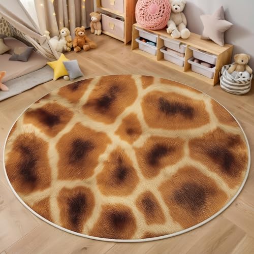 ALTCIRNMD Gelb Giraffenfell 3D Teppich Rundteppich Für Wohnzimmer 140Cm Tiertexturen,Schlafzimmer rutschfeste Bodenmatte Krabbelmatte Tischset Flur Badematte Esszimmer Eingangsbereich ALTCIRNMD Gelb Giraffenfell 3D Teppich Rundteppich Für Wohnzimmer 140Cm Tiertexturen,Schlafzimmer rutschfeste Bodenmatte Krabbelmatte Tischset Flur Badematte Esszimmer Eingangsbereich von ALTCIRNMD