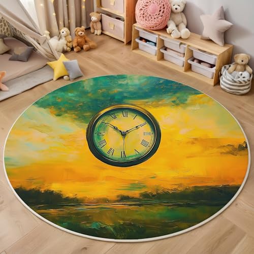 ALTCIRNMD Gelbgrün Himmelsuhr 3D Teppich Rundteppich Für Wohnzimmer 140Cm Ölgemäldefeld,Schlafzimmer rutschfeste Bodenmatte Krabbelmatte Tischset Flur Badematte Esszimmer Eingangsbereich ALTCIRNMD Gelbgrün Himmelsuhr 3D Teppich Rundteppich Für Wohnzimmer 140Cm Ölgemäldefeld,Schlafzimmer rutschfeste Bodenmatte Krabbelmatte Tischset Flur Badematte Esszimmer Eingangsbereich von ALTCIRNMD