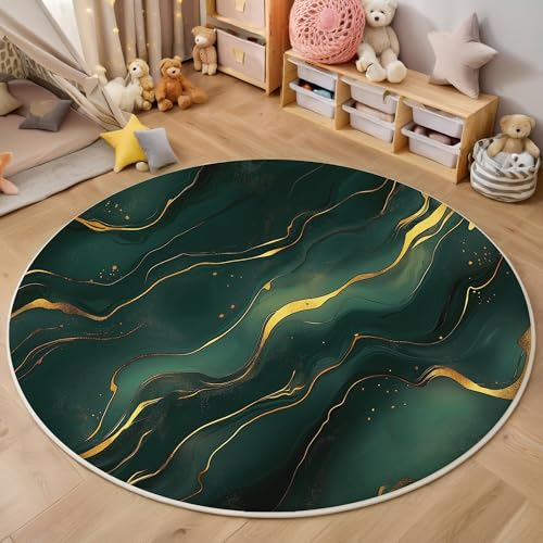 ALTCIRNMD Goldenes Grün Linearer Marmor 3D Teppich Rundteppich Für Wohnzimmer 160Cm Elegante Kunst,Schlafzimmer rutschfeste Bodenmatte Krabbelmatte Tischset Flur Badematte Esszimmer Eingangsbereich ALTCIRNMD Goldenes Grün Linearer Marmor 3D Teppich Rundteppich Für Wohnzimmer 160Cm Elegante Kunst,Schlafzimmer rutschfeste Bodenmatte Krabbelmatte Tischset Flur Badematte Esszimmer Eingangsbereich von ALTCIRNMD