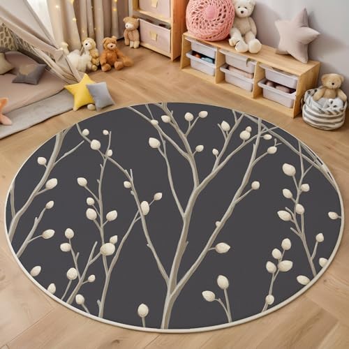 ALTCIRNMD Grauschwarz Zweige Und Blumen Teppich Rund,3D Natürliche Pflanzen Rutschfester Bodenmatte Wohnzimmer,Schlafzimmer,Area Kinderzimmer Und Spielzimmer Dekorative Korridor Für Räume,100Cm ALTCIRNMD Grauschwarz Zweige Und Blumen Teppich Rund,3D Natürliche Pflanzen Rutschfester Bodenmatte Wohnzimmer,Schlafzimmer,Area Kinderzimmer Und Spielzimmer Dekorative Korridor Für Räume,100Cm von ALTCIRNMD