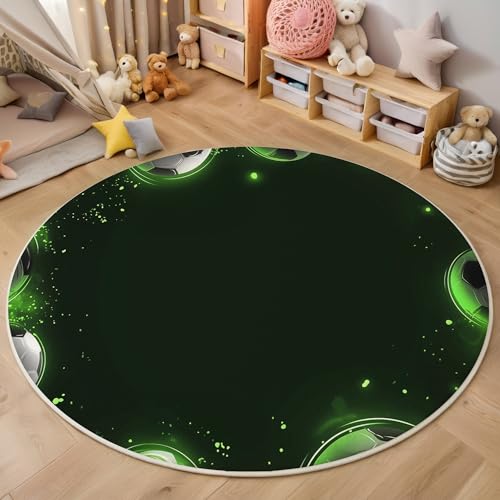 ALTCIRNMD Grün Leichter Fußball 3D Teppich Rundteppich Für Wohnzimmer 100Cm Bewegungskunst,Schlafzimmer rutschfeste Bodenmatte Krabbelmatte Tischset Flur Badematte Esszimmer Eingangsbereich ALTCIRNMD Grün Leichter Fußball 3D Teppich Rundteppich Für Wohnzimmer 100Cm Bewegungskunst,Schlafzimmer rutschfeste Bodenmatte Krabbelmatte Tischset Flur Badematte Esszimmer Eingangsbereich von ALTCIRNMD