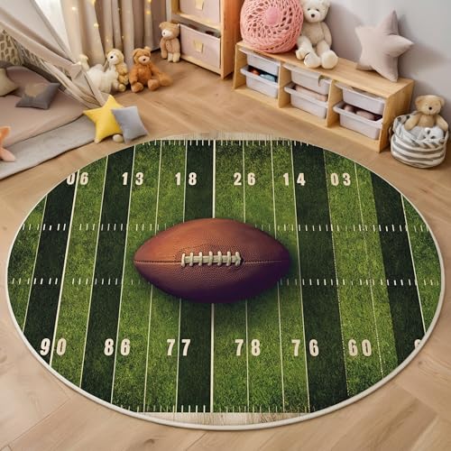 ALTCIRNMD Grün Rugbyfeld 3D Teppich Rundteppich Für Wohnzimmer 160Cm Retro-Kunst,Schlafzimmer rutschfeste Bodenmatte Krabbelmatte Tischset Flur Badematte Esszimmer Eingangsbereich ALTCIRNMD Grün Rugbyfeld 3D Teppich Rundteppich Für Wohnzimmer 160Cm Retro-Kunst,Schlafzimmer rutschfeste Bodenmatte Krabbelmatte Tischset Flur Badematte Esszimmer Eingangsbereich von ALTCIRNMD