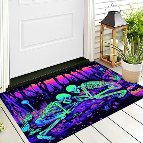 ALTCIRNMD Halloween Deko Fußmatte,Blau-Lila Waldskelett Willkommen,rutschfeste Badematten Schwarzlichtkunst,Türmatte Innen Außen Für Badezimme Küche Raumdekoration,40X60Cm ALTCIRNMD Halloween Deko Fußmatte,Blau-Lila Waldskelett Willkommen,rutschfeste Badematten Schwarzlichtkunst,Türmatte Innen Außen Für Badezimme Küche Raumdekoration,40X60Cm von ALTCIRNMD