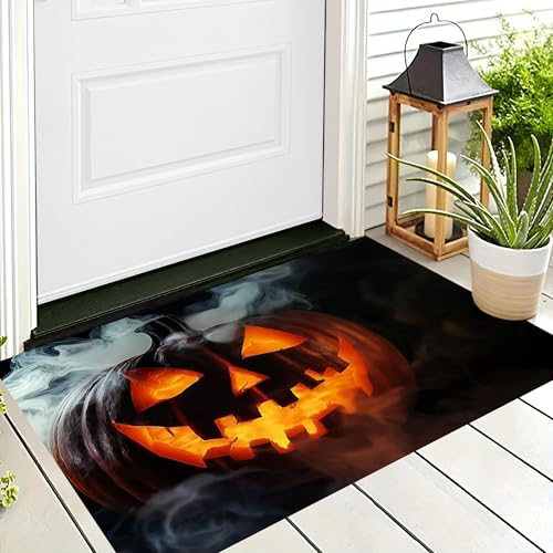 ALTCIRNMD Halloween Deko Fußmatte,Orange Farbe Rauchiger Kürbis Willkommen,rutschfeste Badematten Persönlichkeitskunst,Türmatte Innen Außen Für Badezimme Küche Raumdekoration,80X120Cm ALTCIRNMD Halloween Deko Fußmatte,Orange Farbe Rauchiger Kürbis Willkommen,rutschfeste Badematten Persönlichkeitskunst,Türmatte Innen Außen Für Badezimme Küche Raumdekoration,80X120Cm von ALTCIRNMD