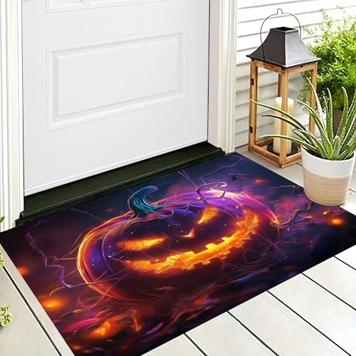 ALTCIRNMD Halloween Deko Fußmatte,Orange-Lila Glitzerkürbis Willkommen,rutschfeste Badematten Fantasy-Kunst,Türmatte Innen Außen Für Badezimme Küche Raumdekoration,40X60Cm ALTCIRNMD Halloween Deko Fußmatte,Orange-Lila Glitzerkürbis Willkommen,rutschfeste Badematten Fantasy-Kunst,Türmatte Innen Außen Für Badezimme Küche Raumdekoration,40X60Cm von ALTCIRNMD