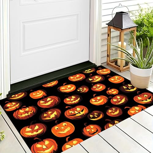 ALTCIRNMD Halloween Deko Fußmatte,Orange Schwarz Glitzerkürbis Willkommen,rutschfeste Badematten Cartoon-Kunst,Türmatte Innen Außen Für Badezimme Küche Raumdekoration,80X120Cm ALTCIRNMD Halloween Deko Fußmatte,Orange Schwarz Glitzerkürbis Willkommen,rutschfeste Badematten Cartoon-Kunst,Türmatte Innen Außen Für Badezimme Küche Raumdekoration,80X120Cm von ALTCIRNMD