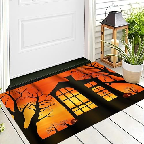 ALTCIRNMD Halloween Deko Fußmatte,Orange Schwarz Kürbisbäume Willkommen,rutschfeste Badematten Cartoon-Illustration,Türmatte Innen Außen Für Badezimme Küche Raumdekoration,80X120Cm ALTCIRNMD Halloween Deko Fußmatte,Orange Schwarz Kürbisbäume Willkommen,rutschfeste Badematten Cartoon-Illustration,Türmatte Innen Außen Für Badezimme Küche Raumdekoration,80X120Cm von ALTCIRNMD