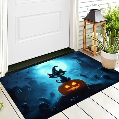 ALTCIRNMD Halloween Deko Fußmatte,Orange Schwarz Kürbiskatze Willkommen,rutschfeste Badematten Cartoon-Tiere,Türmatte Innen Außen Für Badezimme Küche Raumdekoration,70X100Cm ALTCIRNMD Halloween Deko Fußmatte,Orange Schwarz Kürbiskatze Willkommen,rutschfeste Badematten Cartoon-Tiere,Türmatte Innen Außen Für Badezimme Küche Raumdekoration,70X100Cm von ALTCIRNMD