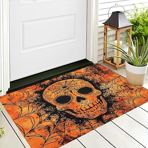 ALTCIRNMD Halloween Deko Fußmatte,Orange Schwarz Spinnennetz-Skelett Willkommen,rutschfeste Badematten Mandala-Kunst,Türmatte Innen Außen Für Badezimme Küche Raumdekoration,80X120Cm ALTCIRNMD Halloween Deko Fußmatte,Orange Schwarz Spinnennetz-Skelett Willkommen,rutschfeste Badematten Mandala-Kunst,Türmatte Innen Außen Für Badezimme Küche Raumdekoration,80X120Cm von ALTCIRNMD