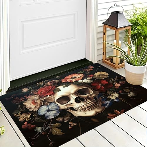 ALTCIRNMD Halloween-Fußmatte,Farbe Blumenschädel Willkommens-Motiv,rutschfeste Matten,Gotische Pflanzen Bodenschichtung,Fußmatten,Saisonal Für Veranda,Eingangsdekoration,90X150Cm ALTCIRNMD Halloween-Fußmatte,Farbe Blumenschädel Willkommens-Motiv,rutschfeste Matten,Gotische Pflanzen Bodenschichtung,Fußmatten,Saisonal Für Veranda,Eingangsdekoration,90X150Cm von ALTCIRNMD