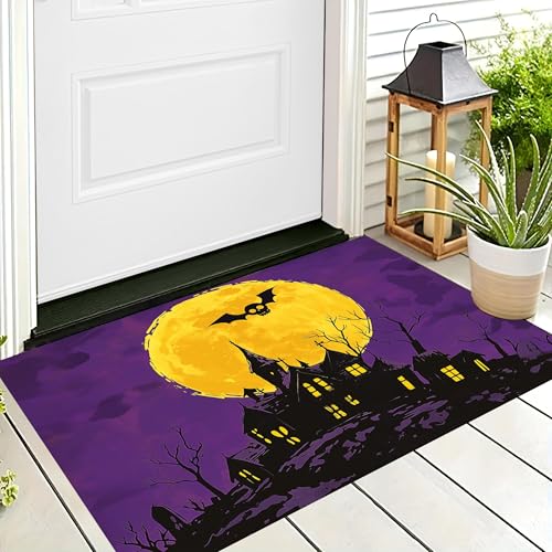 ALTCIRNMD Halloween-Fußmatte,Lila-Schwarz Skelettschloss Willkommens-Motiv,rutschfeste Matten,Fantasy-Illustrationen Bodenschichtung,Fußmatten,Saisonal Für Veranda,Eingangsdekoration,40X60Cm ALTCIRNMD Halloween-Fußmatte,Lila-Schwarz Skelettschloss Willkommens-Motiv,rutschfeste Matten,Fantasy-Illustrationen Bodenschichtung,Fußmatten,Saisonal Für Veranda,Eingangsdekoration,40X60Cm von ALTCIRNMD