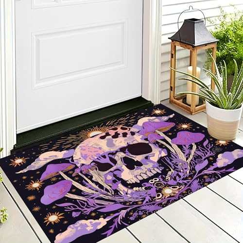 ALTCIRNMD Halloween-Fußmatte,Lila Weiß Pilzskelett Willkommens-Motiv,rutschfeste Matten,Fantasy-Kunst Bodenschichtung,Fußmatten,Saisonal Für Veranda,Eingangsdekoration,50X80Cm ALTCIRNMD Halloween-Fußmatte,Lila Weiß Pilzskelett Willkommens-Motiv,rutschfeste Matten,Fantasy-Kunst Bodenschichtung,Fußmatten,Saisonal Für Veranda,Eingangsdekoration,50X80Cm von ALTCIRNMD