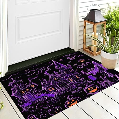 ALTCIRNMD Halloween-Fußmatte,Schwarz Lila Kürbisgeist Willkommens-Motiv,rutschfeste Matten,Cartoon-Tuschemalerei Bodenschichtung,Fußmatten,Saisonal Für Veranda,Eingangsdekoration,40X60Cm ALTCIRNMD Halloween-Fußmatte,Schwarz Lila Kürbisgeist Willkommens-Motiv,rutschfeste Matten,Cartoon-Tuschemalerei Bodenschichtung,Fußmatten,Saisonal Für Veranda,Eingangsdekoration,40X60Cm von ALTCIRNMD