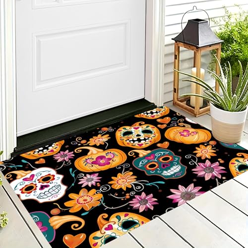 ALTCIRNMD Halloween-Willkommens-Fußmatte,rutschfeste Matten Drinnen Draußen,Farbe Skelettkürbis Cartoon-Kunst Saugfähiger Eingangsteppich Odenmatte Kleiner Teppich Für Vorderm,40X60Cm ALTCIRNMD Halloween-Willkommens-Fußmatte,rutschfeste Matten Drinnen Draußen,Farbe Skelettkürbis Cartoon-Kunst Saugfähiger Eingangsteppich Odenmatte Kleiner Teppich Für Vorderm,40X60Cm von ALTCIRNMD