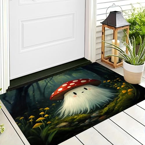 ALTCIRNMD Halloween-Willkommens-Fußmatte,rutschfeste Matten Drinnen Draußen,Rot Grün Pilzgeist Fantasiewald Saugfähiger Eingangsteppich Odenmatte Kleiner Teppich Für Vorderm,40X60Cm ALTCIRNMD Halloween-Willkommens-Fußmatte,rutschfeste Matten Drinnen Draußen,Rot Grün Pilzgeist Fantasiewald Saugfähiger Eingangsteppich Odenmatte Kleiner Teppich Für Vorderm,40X60Cm von ALTCIRNMD