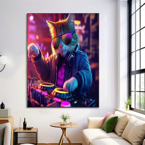 ALTCIRNMD Leinwand Kunstdruck Neonfarben Dj Cat Dekoratives Gemälde,Wohnzimmer Sofa Hintergrund Wandbehang Gemälde Felstiere Wandkunst Bild Dekorative Malerei 50X70Cm ALTCIRNMD Leinwand Kunstdruck Neonfarben Dj Cat Dekoratives Gemälde,Wohnzimmer Sofa Hintergrund Wandbehang Gemälde Felstiere Wandkunst Bild Dekorative Malerei 50X70Cm von ALTCIRNMD