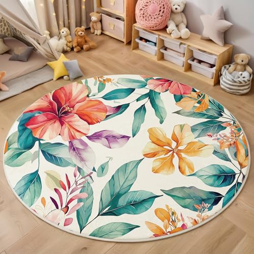 ALTCIRNMD Orange Grün Blumen Und Grüne Blätter Teppich Rund,3D Frische Pflanzen Rutschfester Bodenmatte Wohnzimmer,Schlafzimmer,Area Kinderzimmer Und Spielzimmer Dekorative Korridor Für Räume,100Cm ALTCIRNMD Orange Grün Blumen Und Grüne Blätter Teppich Rund,3D Frische Pflanzen Rutschfester Bodenmatte Wohnzimmer,Schlafzimmer,Area Kinderzimmer Und Spielzimmer Dekorative Korridor Für Räume,100Cm von ALTCIRNMD