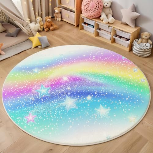 ALTCIRNMD Regenbogenfarben Blinkende Farben Teppich Rund,3D Süßes Kawaii Rutschfester Bodenmatte Wohnzimmer,Schlafzimmer,Area Kinderzimmer Und Spielzimmer Dekorative Korridor Für Räume,100Cm ALTCIRNMD Regenbogenfarben Blinkende Farben Teppich Rund,3D Süßes Kawaii Rutschfester Bodenmatte Wohnzimmer,Schlafzimmer,Area Kinderzimmer Und Spielzimmer Dekorative Korridor Für Räume,100Cm von ALTCIRNMD