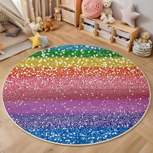 ALTCIRNMD Regenbogenfarben Glitzertextur 3D Teppich Rundteppich Für Wohnzimmer 180Cm Abstrakte Kunst,Schlafzimmer rutschfeste Bodenmatte Krabbelmatte Tischset Flur Badematte Esszimmer Eingangsbereich ALTCIRNMD Regenbogenfarben Glitzertextur 3D Teppich Rundteppich Für Wohnzimmer 180Cm Abstrakte Kunst,Schlafzimmer rutschfeste Bodenmatte Krabbelmatte Tischset Flur Badematte Esszimmer Eingangsbereich von ALTCIRNMD