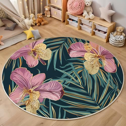 ALTCIRNMD Rosa Grün Orchideenpalmenblätter Teppich Rund,3D Tropische Pflanzen Rutschfester Bodenmatte Wohnzimmer,Schlafzimmer,Area Kinderzimmer Und Spielzimmer Dekorative Korridor Für Räume,120Cm ALTCIRNMD Rosa Grün Orchideenpalmenblätter Teppich Rund,3D Tropische Pflanzen Rutschfester Bodenmatte Wohnzimmer,Schlafzimmer,Area Kinderzimmer Und Spielzimmer Dekorative Korridor Für Räume,120Cm von ALTCIRNMD