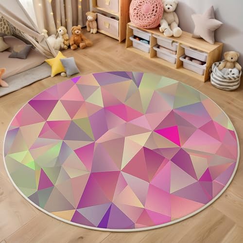 ALTCIRNMD Rosa Lila Modedreieck Teppich Rund,3D Abstrakte Geometrie Rutschfester Bodenmatte Wohnzimmer,Schlafzimmer,Area Kinderzimmer Und Spielzimmer Dekorative Korridor Für Räume,200Cm ALTCIRNMD Rosa Lila Modedreieck Teppich Rund,3D Abstrakte Geometrie Rutschfester Bodenmatte Wohnzimmer,Schlafzimmer,Area Kinderzimmer Und Spielzimmer Dekorative Korridor Für Räume,200Cm von ALTCIRNMD
