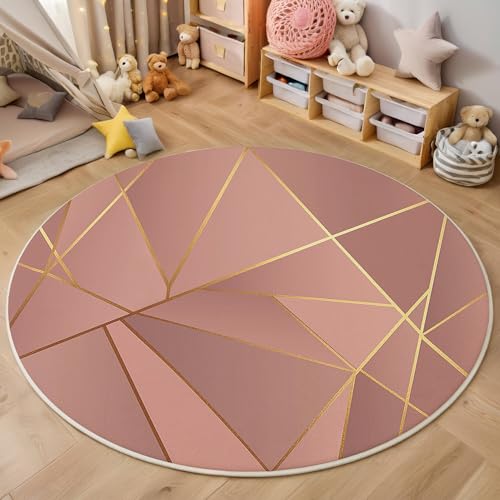 ALTCIRNMD Roségold Liniengeometrie 3D Teppich Rundteppich Für Wohnzimmer 100Cm Abstrakte Kunst,Schlafzimmer rutschfeste Bodenmatte Krabbelmatte Tischset Flur Badematte Esszimmer Eingangsbereich ALTCIRNMD Roségold Liniengeometrie 3D Teppich Rundteppich Für Wohnzimmer 100Cm Abstrakte Kunst,Schlafzimmer rutschfeste Bodenmatte Krabbelmatte Tischset Flur Badematte Esszimmer Eingangsbereich von ALTCIRNMD