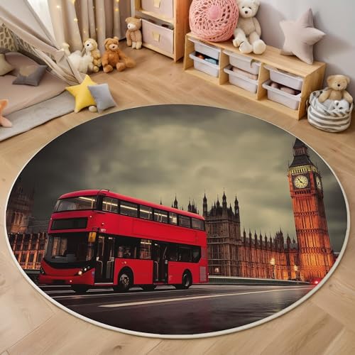 ALTCIRNMD Rot Big Ben Bus 3D Teppich Rundteppich Für Wohnzimmer 100Cm London,England,Schlafzimmer rutschfeste Bodenmatte Krabbelmatte Tischset Flur Badematte Esszimmer Eingangsbereich ALTCIRNMD Rot Big Ben Bus 3D Teppich Rundteppich Für Wohnzimmer 100Cm London,England,Schlafzimmer rutschfeste Bodenmatte Krabbelmatte Tischset Flur Badematte Esszimmer Eingangsbereich von ALTCIRNMD