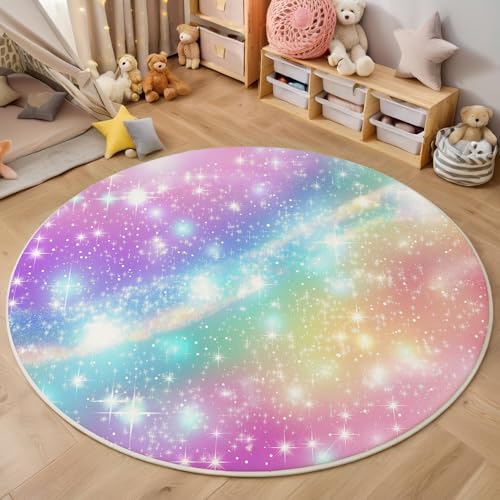 ALTCIRNMD Rot Blau Blitzstreifen 3D Teppich Rundteppich Für Wohnzimmer 140Cm Abstrakte Kunst,Schlafzimmer rutschfeste Bodenmatte Krabbelmatte Tischset Flur Badematte Esszimmer Eingangsbereich von ALTCIRNMD
