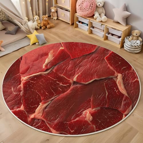 ALTCIRNMD Rot Rindfleischtextur Teppich Rund,3D Texturkunst Rutschfester Bodenmatte Wohnzimmer,Schlafzimmer,Area Kinderzimmer Und Spielzimmer Dekorative Korridor Für Räume,100Cm ALTCIRNMD Rot Rindfleischtextur Teppich Rund,3D Texturkunst Rutschfester Bodenmatte Wohnzimmer,Schlafzimmer,Area Kinderzimmer Und Spielzimmer Dekorative Korridor Für Räume,100Cm von ALTCIRNMD