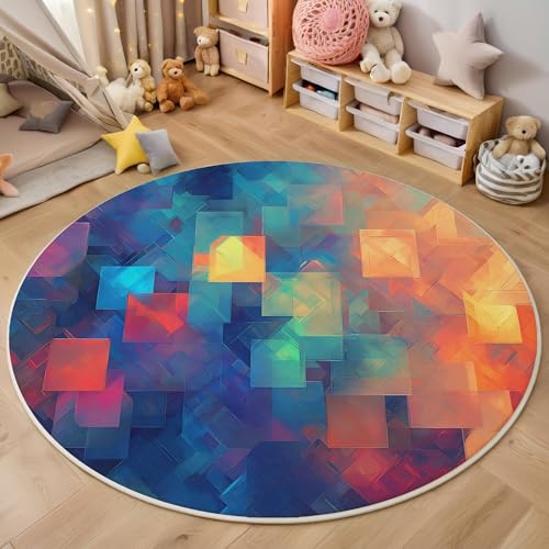 ALTCIRNMD Rund Teppich,100Cm 3D Farbe Farbblöcke Bedruckt Bereich Kinderteppich rutschfest Yoga Teppich Abstrakte Geometrie Für Wohnzimmer Balkon Badezimmer Bedruckter Boden Matte ALTCIRNMD Rund Teppich,100Cm 3D Farbe Farbblöcke Bedruckt Bereich Kinderteppich rutschfest Yoga Teppich Abstrakte Geometrie Für Wohnzimmer Balkon Badezimmer Bedruckter Boden Matte von ALTCIRNMD