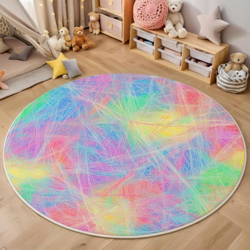 ALTCIRNMD Rund Teppich,100Cm 3D Farbe Graffiti-Linien Bedruckt Bereich Kinderteppich rutschfest Yoga Teppich Abstrakte Kunst Für Wohnzimmer Balkon Badezimmer Bedruckter Boden Matte ALTCIRNMD Rund Teppich,100Cm 3D Farbe Graffiti-Linien Bedruckt Bereich Kinderteppich rutschfest Yoga Teppich Abstrakte Kunst Für Wohnzimmer Balkon Badezimmer Bedruckter Boden Matte von ALTCIRNMD
