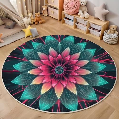 ALTCIRNMD Rund Teppich,100Cm 3D Hellblau Psychedelische Blumen Bedruckt Bereich Kinderteppich rutschfest Yoga Teppich Modepflanzen Für Wohnzimmer Balkon Badezimmer Bedruckter Boden Matte ALTCIRNMD Rund Teppich,100Cm 3D Hellblau Psychedelische Blumen Bedruckt Bereich Kinderteppich rutschfest Yoga Teppich Modepflanzen Für Wohnzimmer Balkon Badezimmer Bedruckter Boden Matte von ALTCIRNMD