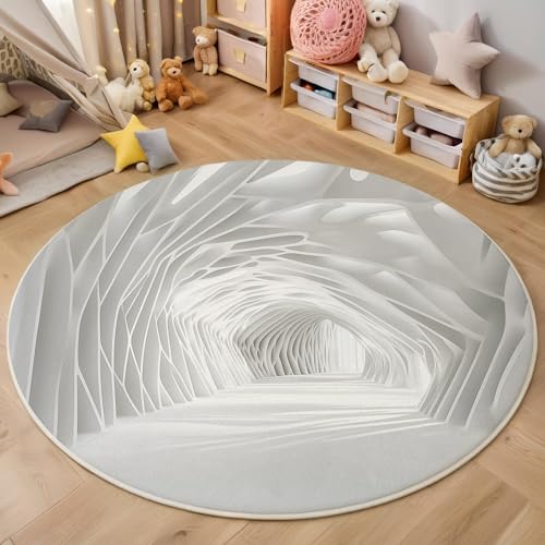 ALTCIRNMD Rund Teppich,100Cm 3D Weiß Einfacher Raum Bedruckt Bereich Kinderteppich rutschfest Yoga Teppich 3D-Geometrie Für Wohnzimmer Balkon Badezimmer Bedruckter Boden Matte ALTCIRNMD Rund Teppich,100Cm 3D Weiß Einfacher Raum Bedruckt Bereich Kinderteppich rutschfest Yoga Teppich 3D-Geometrie Für Wohnzimmer Balkon Badezimmer Bedruckter Boden Matte von ALTCIRNMD