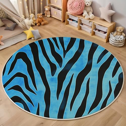 ALTCIRNMD Rund Teppich,120Cm 3D Dunkelblau Zebrastreifen Bedruckt Bereich Kinderteppich rutschfest Yoga Teppich Tiertexturen Für Wohnzimmer Balkon Badezimmer Bedruckter Boden Matte ALTCIRNMD Rund Teppich,120Cm 3D Dunkelblau Zebrastreifen Bedruckt Bereich Kinderteppich rutschfest Yoga Teppich Tiertexturen Für Wohnzimmer Balkon Badezimmer Bedruckter Boden Matte von ALTCIRNMD